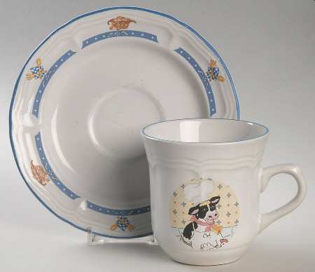 Kitchen Kow Flat Cup & Saucer Set