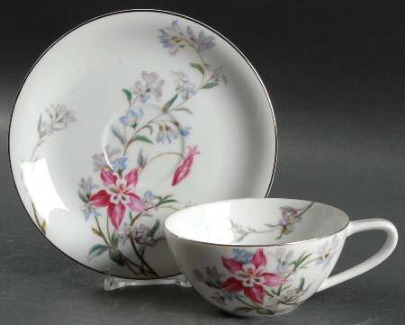 Verna (Platinum Trim) Flat Cup & Saucer Set