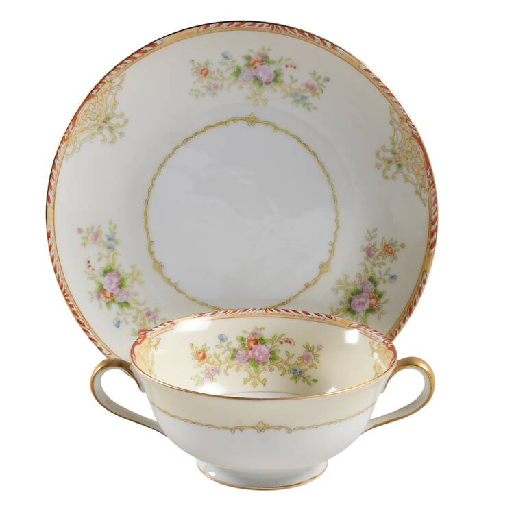 N951 Footed Cream Soup Bowl & Saucer Set