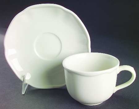 Gourmet White Flat Cup & Saucer Set