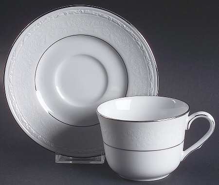 Whitecliff Platinum Flat Cup & Saucer Set by Noritake