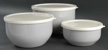 Colorwave Gray 3 Pc Metal Bowl W/Plastic Lids(5 3/4",6 7/8"&7 3/4