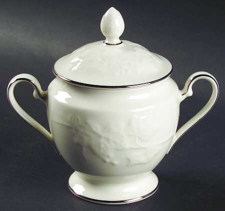Halls of Ivy Platinum Sugar Bowl & Lid