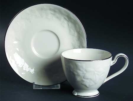 Halls of Ivy Platinum Footed Cup & Saucer Set