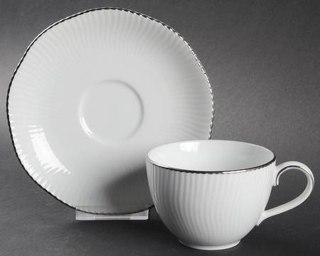 Pacific Hill Platinum Flat Cup & Saucer Set