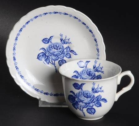 Blue Rose Flat Cup & Saucer Set