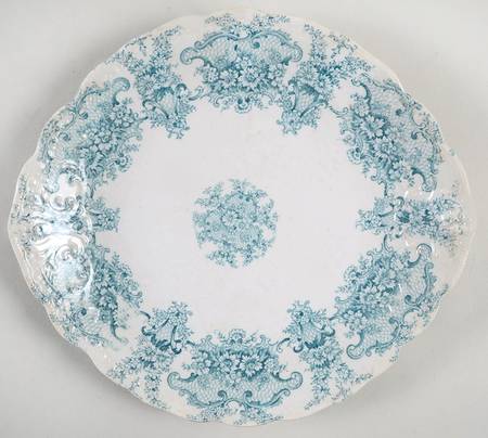 Monarch Blue Green Handled Cake Plate
