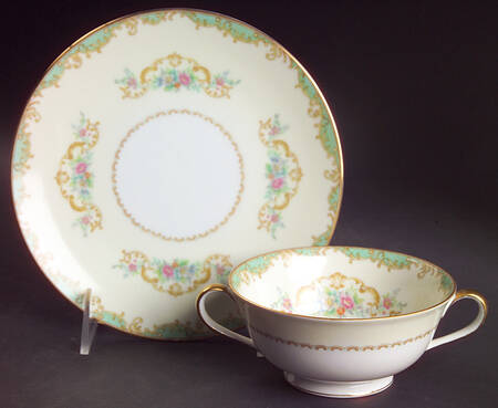 N1087 Footed Cream Soup Bowl & Saucer Set