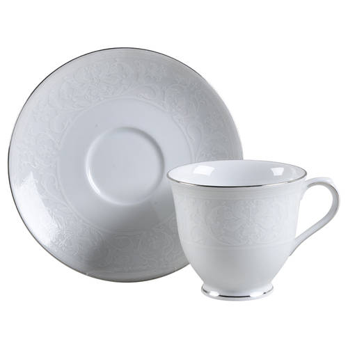 White Lace Platinum Footed Cup & Saucer Set