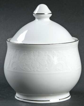White Lace Platinum Sugar Bowl & Lid