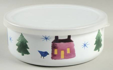 Winter Wonderland 6 5/8" Metal Bowl W/Plastic Lid