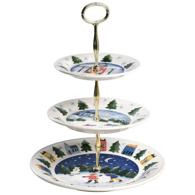 Winter Wonderland 13 7/8"-14 1/4" 3-Tiered Serving Tray(DP,SP,BB) HC