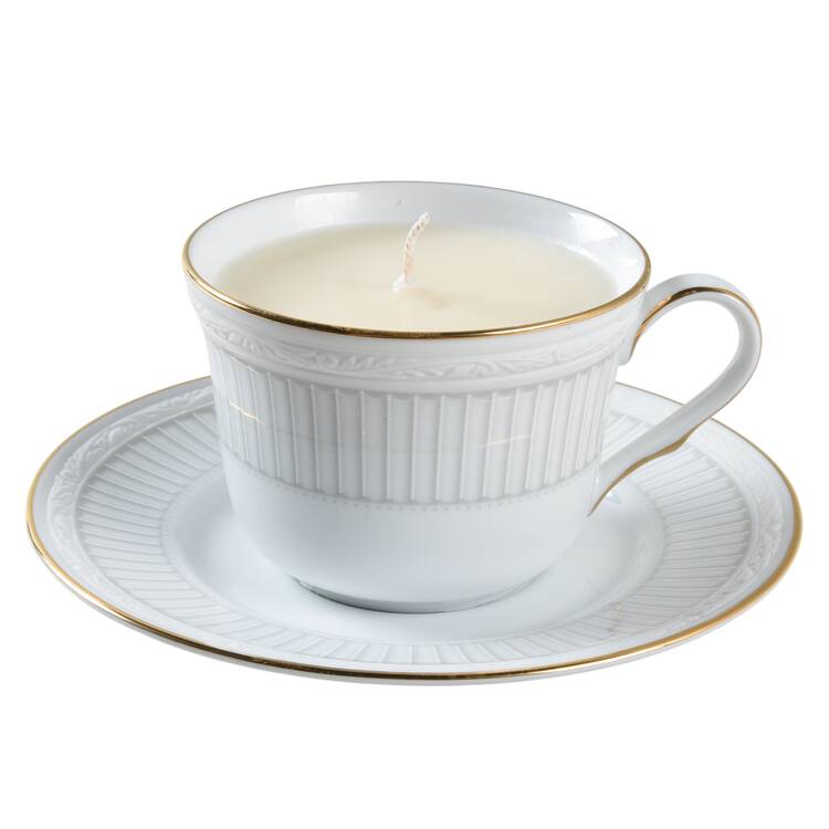 Sheridan Gold Scented Cup & Saucer Candle-Vanilla  HC