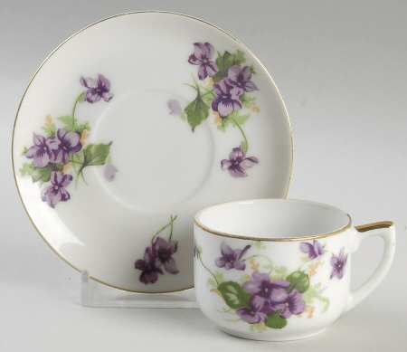 Sweet Violets Flat Demitasse Cup & Saucer Set