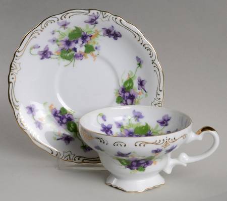 Sweet Violets Footed Cup & Saucer Set