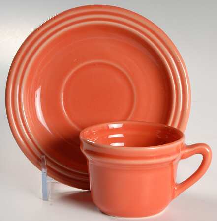 Flamingo Coral Flat Demitasse Cup & Saucer Set