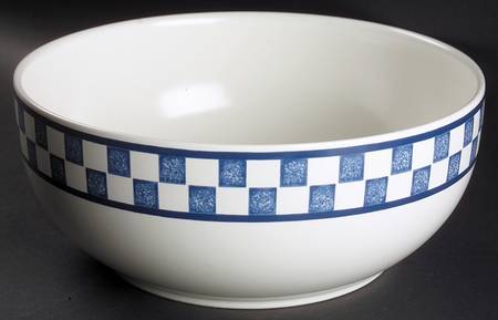 Checks Sapphire 9" Round Vegetable Bowl