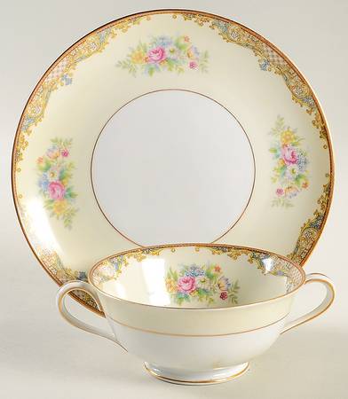 Carmela (4732) Footed Cream Soup Bowl & Saucer Set