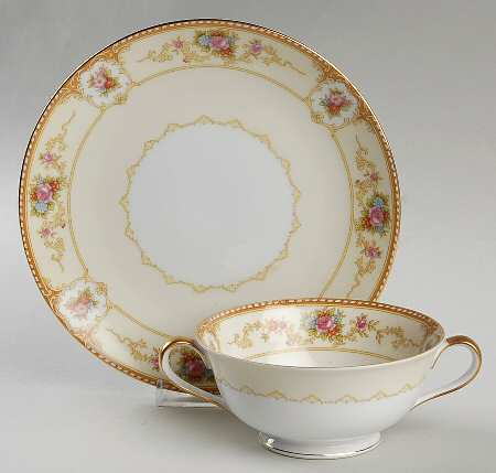 Allure Footed Cream Soup Bowl & Saucer Set