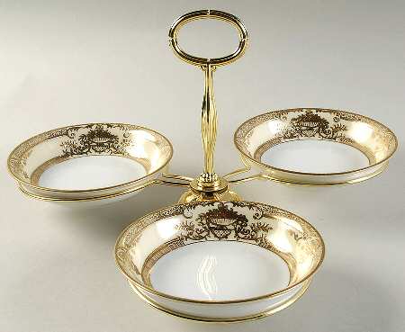 Fleurdor 7" x 12" 3-Part Relish & Metal Stand (FR) HC