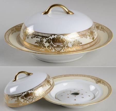 Fleurdor Round Covered Butter with Strainer