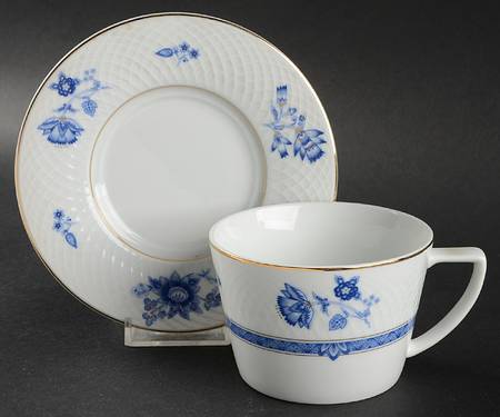 Victoria (Blue) Flat Cup & Saucer Set