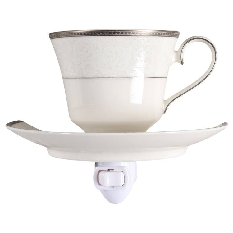 Vintage Lace Platinum 4 3/8"-4 5/8" Night Light/Cup & Saucer HC
