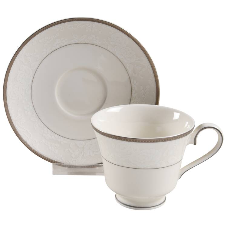 Vintage Lace Platinum Footed Cup & Saucer Set