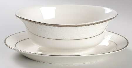 Vintage Lace Platinum Gravy Boat with Attached Underplate