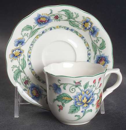 Oriental Garden Flat Demitasse Cup & Saucer Set