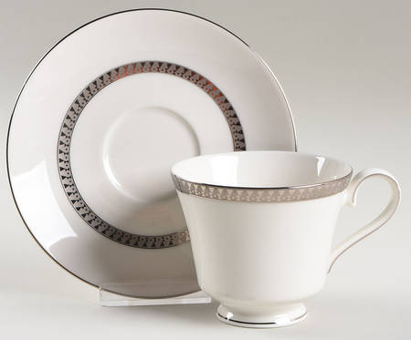 Inca Platinum Footed Cup & Saucer Set