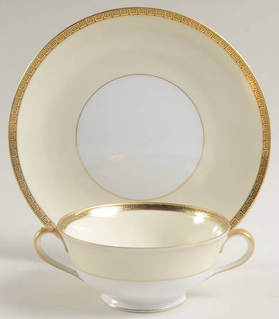 Gracewood Footed Cream Soup Bowl & Saucer Set