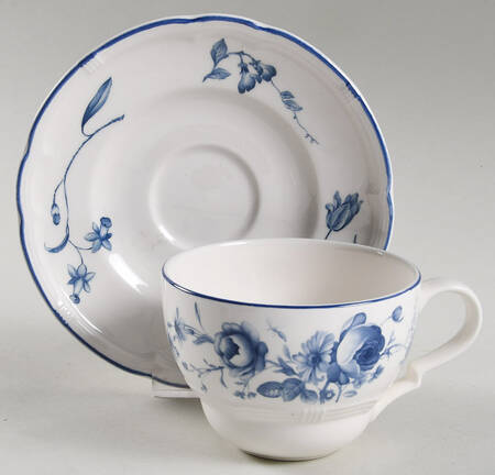 Antoinette Blue Flat Cup & Saucer Set