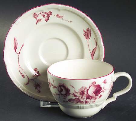 Antoinette Pink Flat Cup & Saucer Set