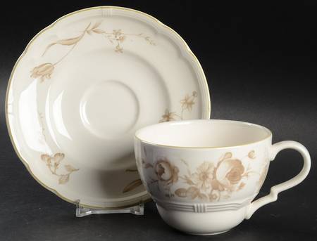 Antoinette Sand Flat Cup & Saucer Set