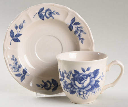 Rose Splendor Blue Footed Cup & Saucer Set