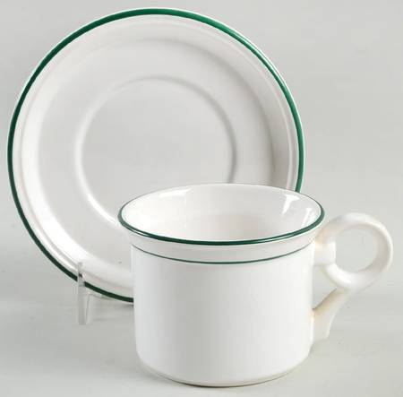 Bistro Bands Green Flat Cup & Saucer Set