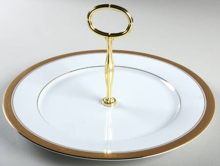 Crestwood Gold Round Serving Plate with Center Handle (Dp) Hc