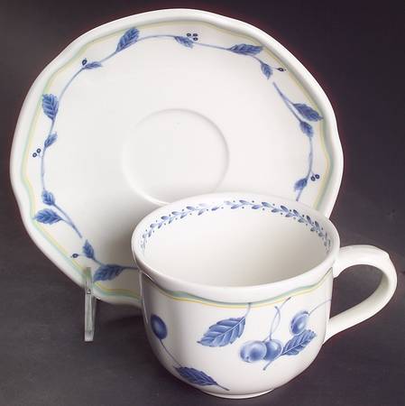 Gourmet Blue Flat Cup & Saucer Set