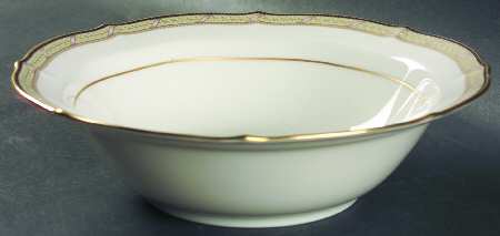 Ribbon and Gold 9" Round Vegetable Bowl