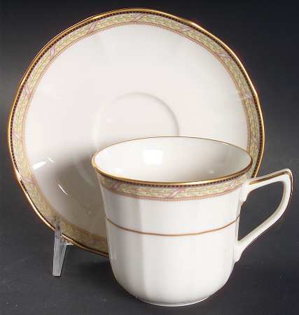 Ribbon and Gold Flat Cup & Saucer Set