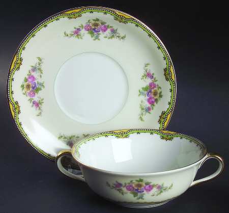 N1338 Flat Cream Soup Bowl & Saucer Set