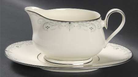 Venetian Scroll Gravy Boat & Underplate (Relish/Butter)