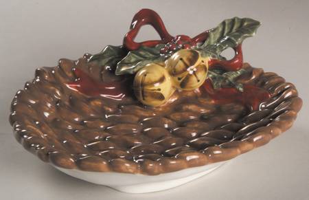 Holly Bells Sculpted Serving Plate