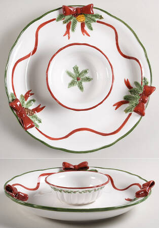 Holly Bells (2 Piece) Chip & Dip Set by Noble Excellence