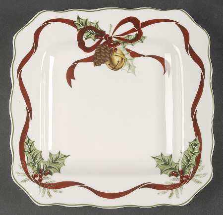 Holly Bells Square Salad Plate by Noble Excellence