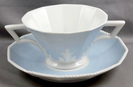Perl Blue Footed Bouillon Cup & Saucer