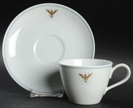President (Gray Band) Flat Cup & Saucer Set