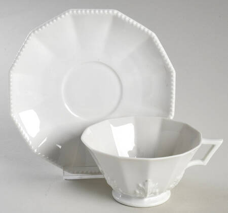 Perl (All White) Footed Cup & Saucer Set