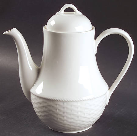 Wicker White Coffee Pot & Lid